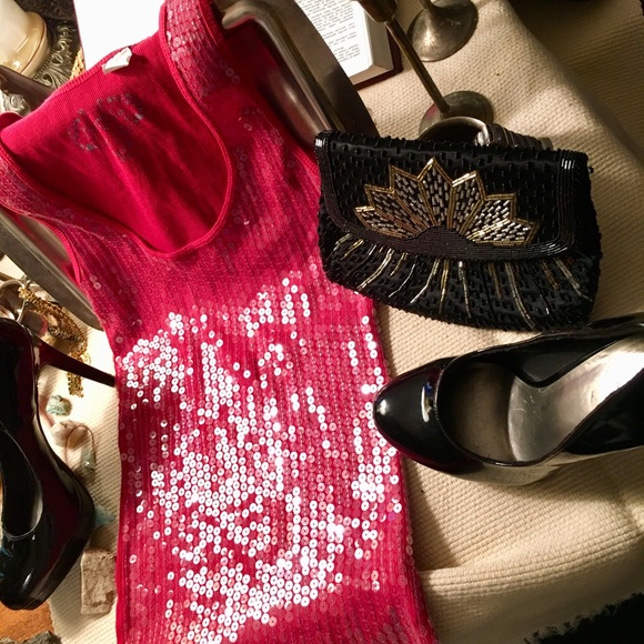 Next Era Red Sequined Fitted Tank - Picture 4 of 7